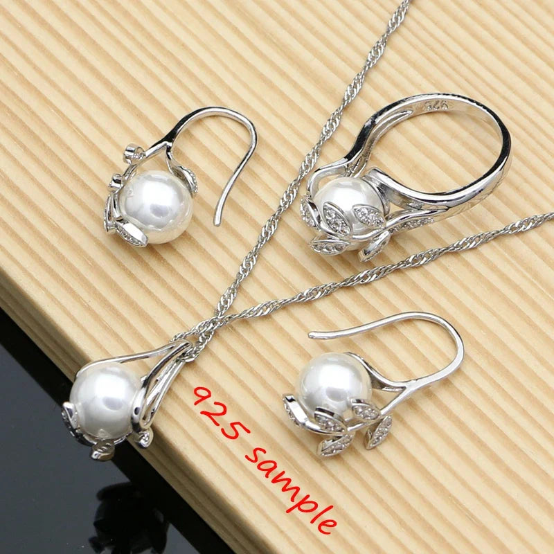 Matching Pearl Pendant, Drop Earrings, Ring  & Necklace Set