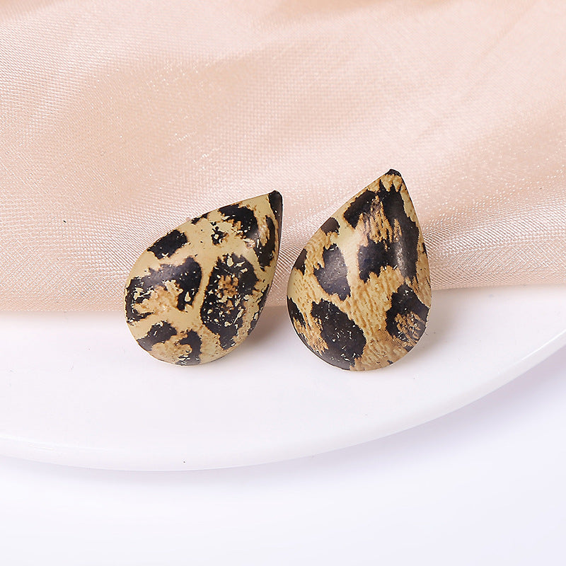 New Design Vintage Hear Leopard Print Earrings