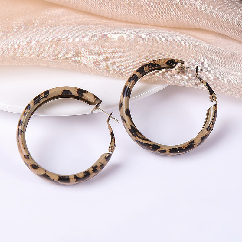 New Design Vintage Hear Leopard Print Earrings
