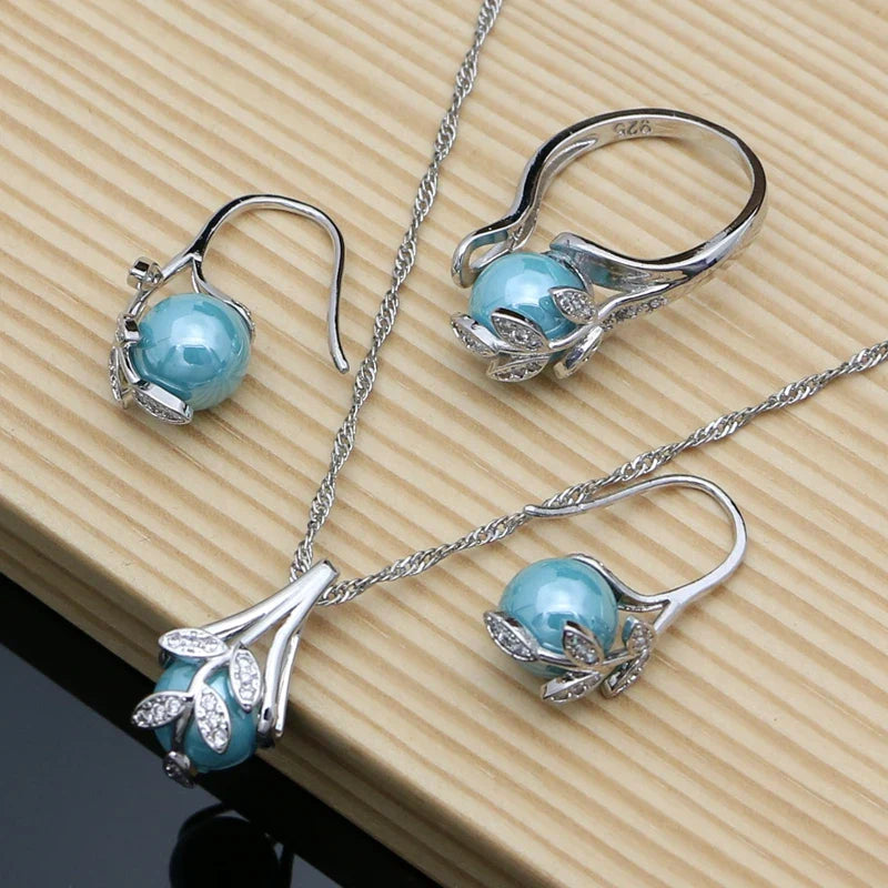 Matching Pearl Pendant, Drop Earrings, Ring  & Necklace Set