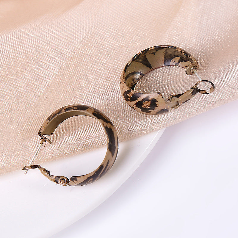 New Design Vintage Hear Leopard Print Earrings