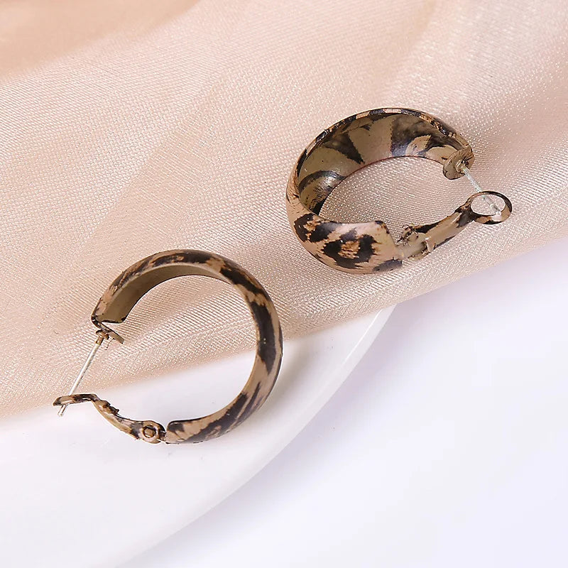 New Design Vintage Hear Leopard Print Earrings