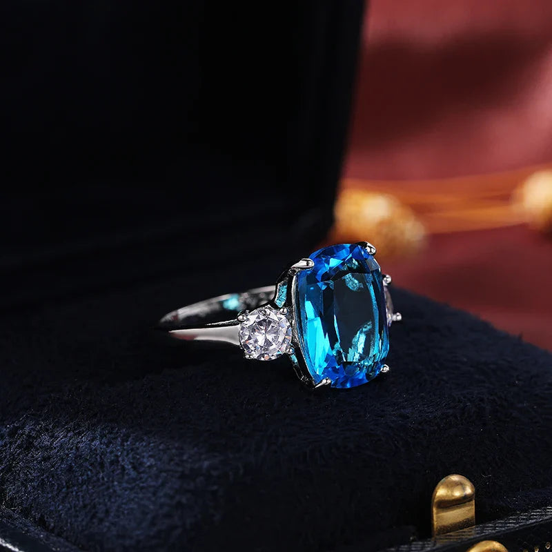 Bright Sky Blue CZ Stone Ring