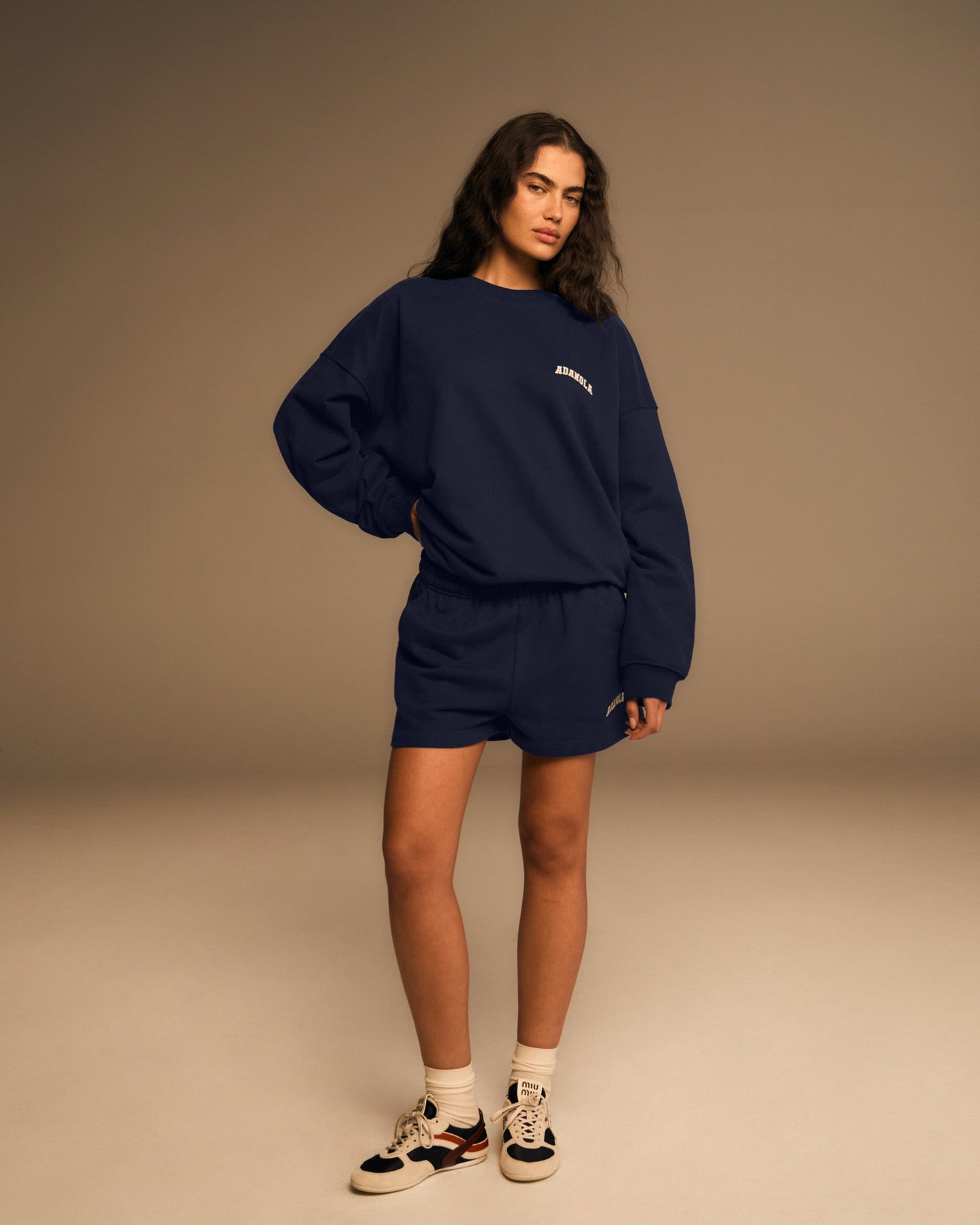 Varsity Oversized Sweatshirt - Navy Blue/Marshmallow White
