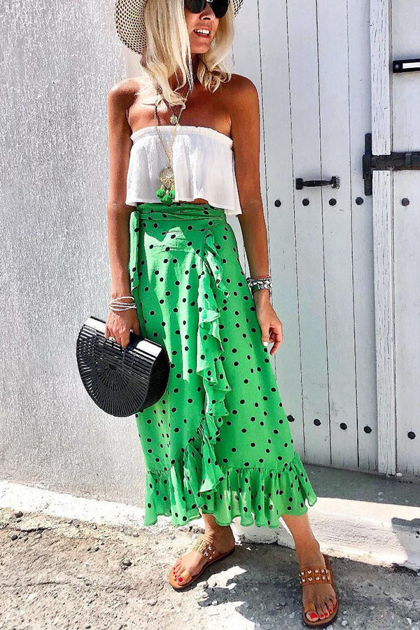 Float Around Ruffled Mid-length Skirt