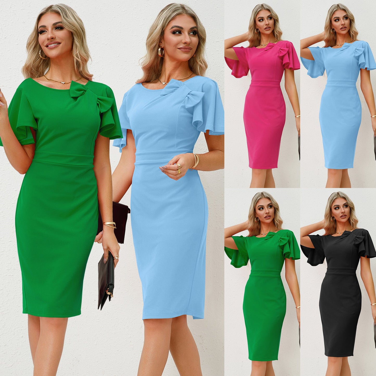 Classy Bow-Tie  Bodycon Business Dress