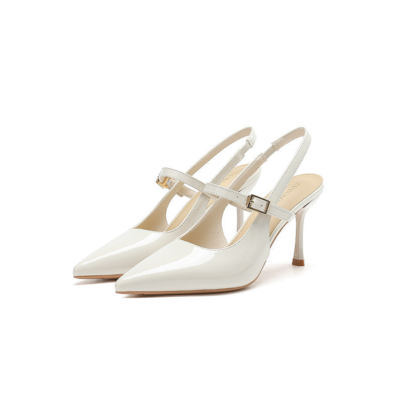 French Style High Heels Pointed Toe Pump Sandals