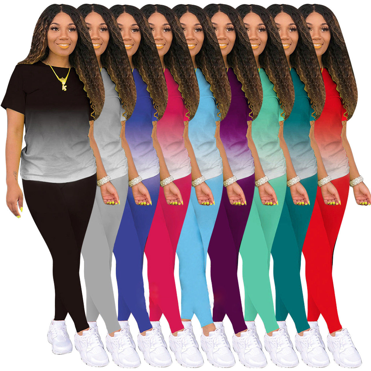 Gradient Two-piece Workout Leggings & Top