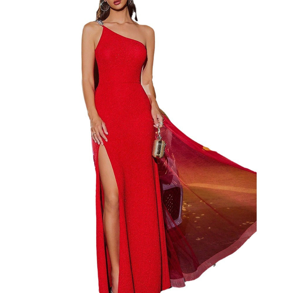 Red Chiffon Sequin Dress