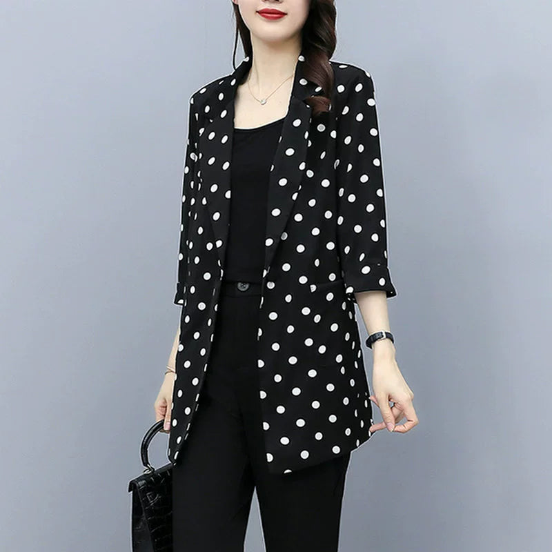 I Cherish You Polka Dot Longline Blazer Jacket