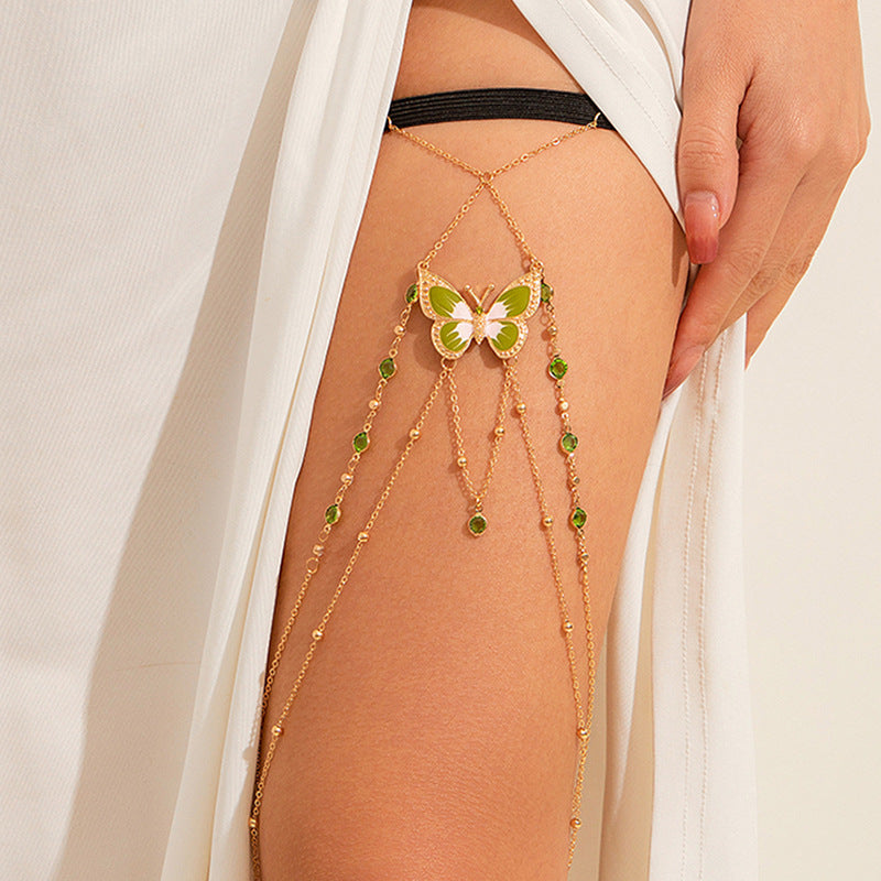 Elastic Band Thigh Bracelet with Painted Butterfly.