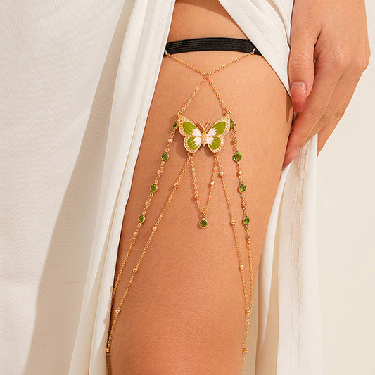 Elastic Band Thigh Bracelet with Painted Butterfly.