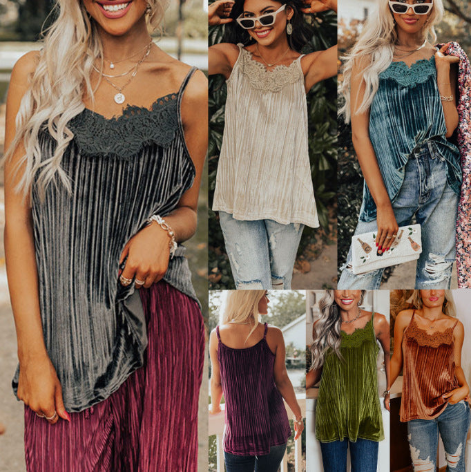 Lace Detailing Small Sling Multi-color Top