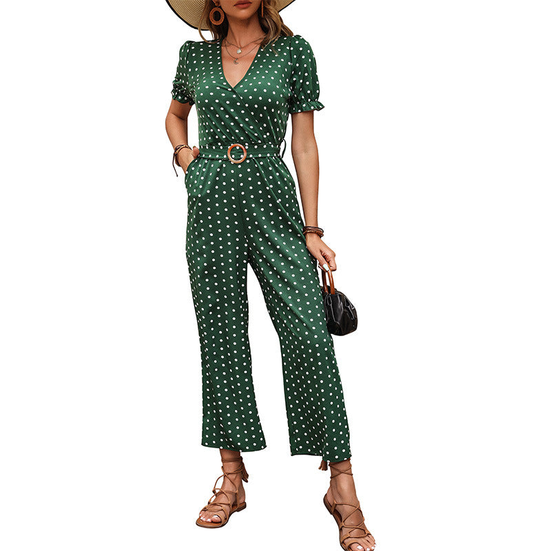 Western Short Sleeve Waist-controlled Jumpsuit