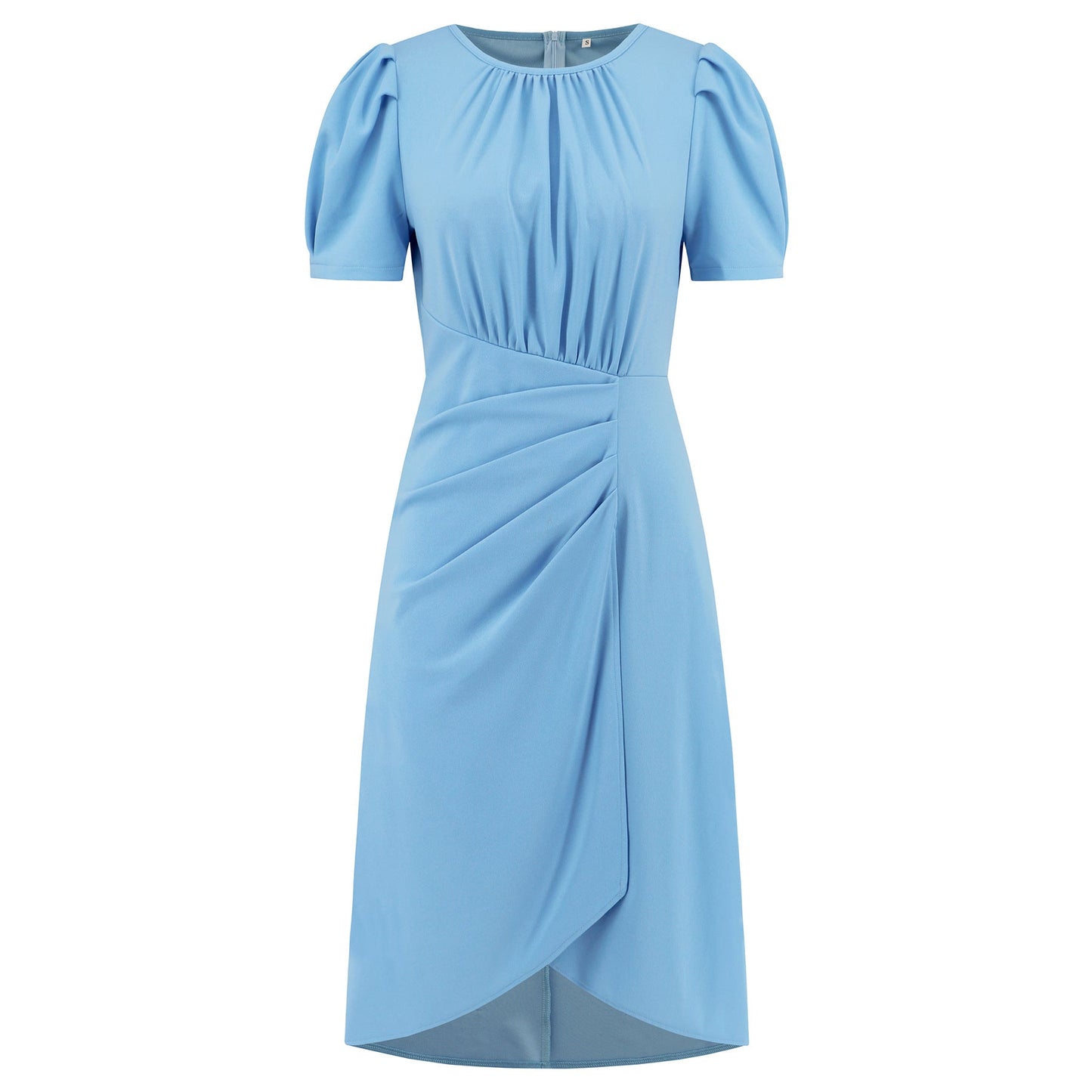 Elegant  Business  Round Neck  Slim Style Dress with Puff Sleeves