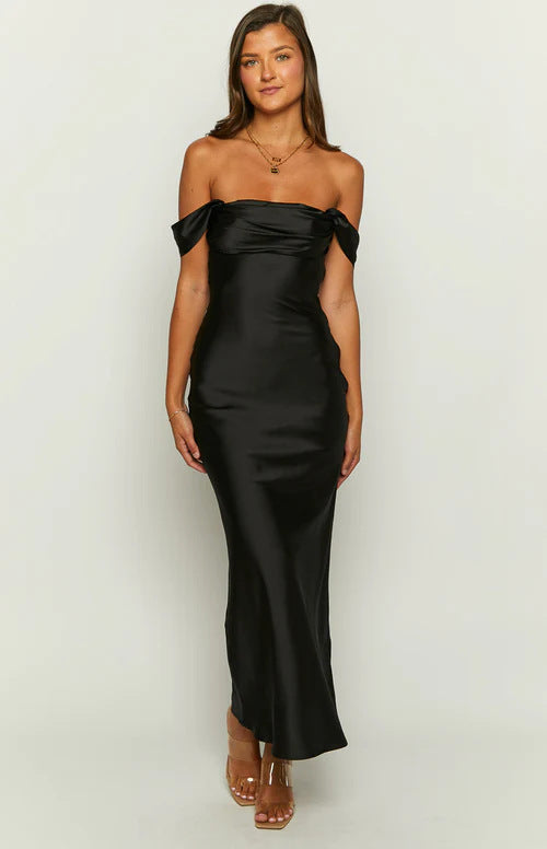 Silk Luxury Backless Off Shoulder Long Dress