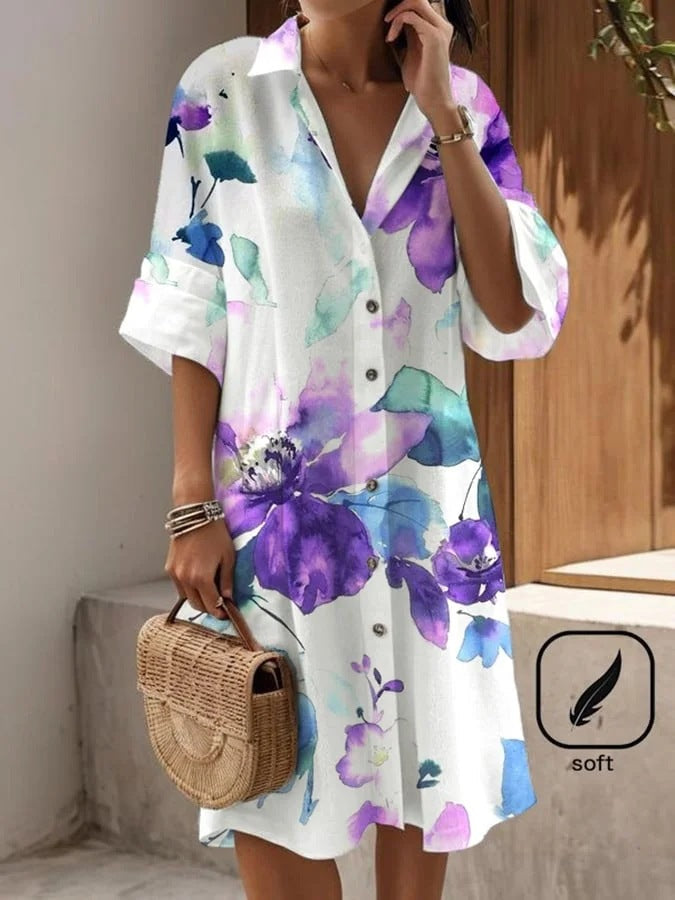 Feminine Flair Flower Print Temperament Ladies Dress