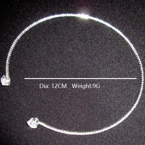 Unique Rhinestone Heart Open Collar Choker Necklace Silver or Gold.