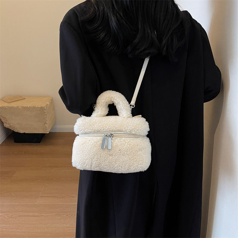 Faux Lamb Wool Plush Fleece Shoulder Handbag