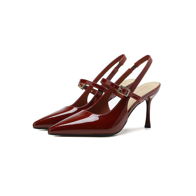 French Style High Heels Pointed Toe Pump Sandals