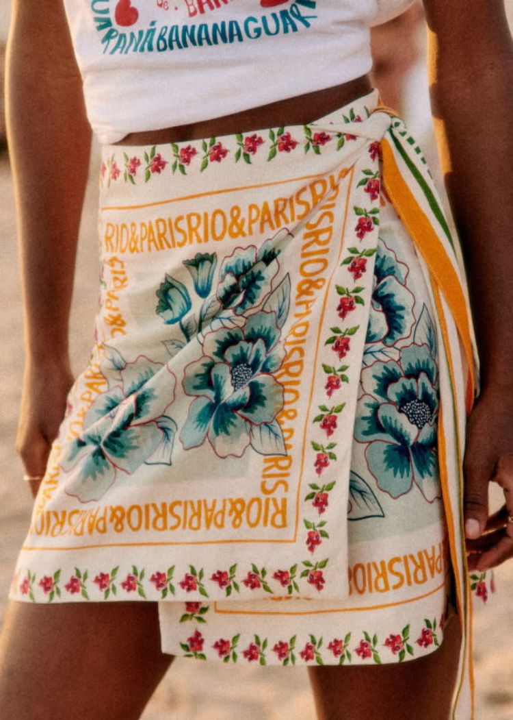 Vacay Mood On Printed Lace-up Beach Skirt