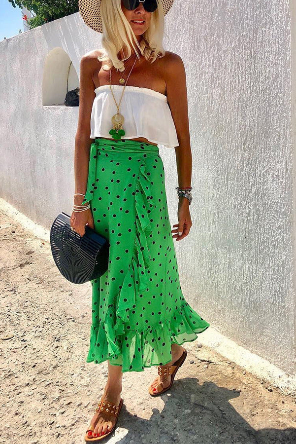 Float Around Ruffled Mid-length Skirt