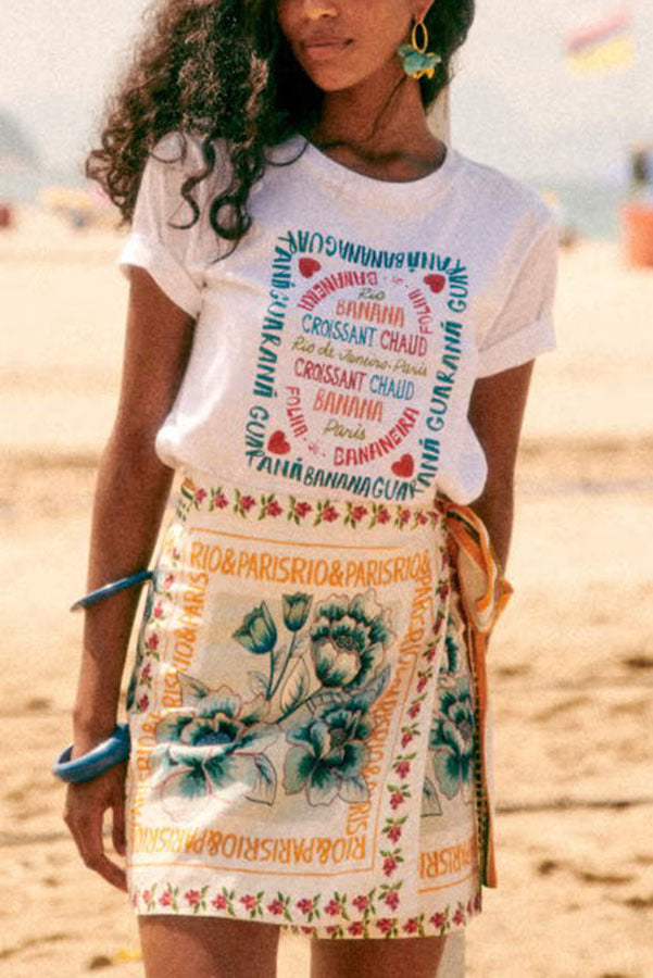 Vacay Mood On Printed Lace-up Beach Skirt