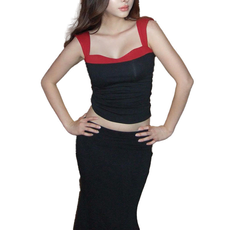 Svelte Style Slim-fit Color Contrast Sling Top