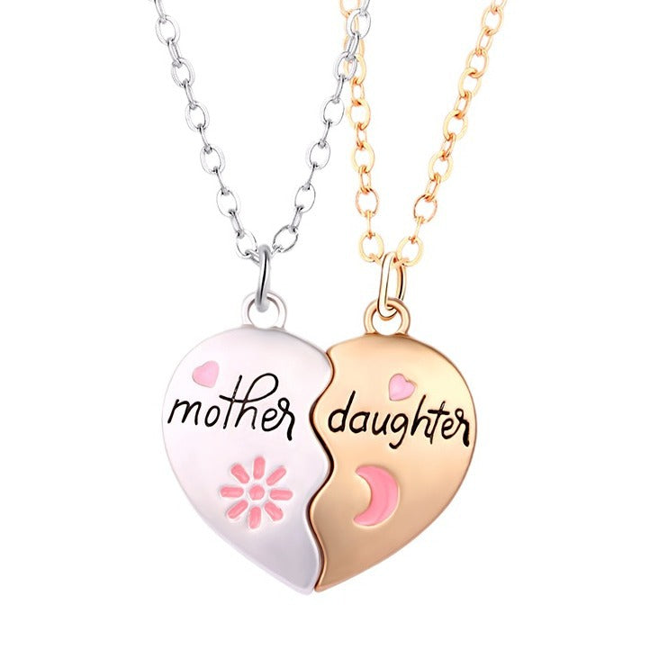 Two Hearts Together Mother/Daughter Heart Magnetic 2 pcs. Pendant Necklace Set.