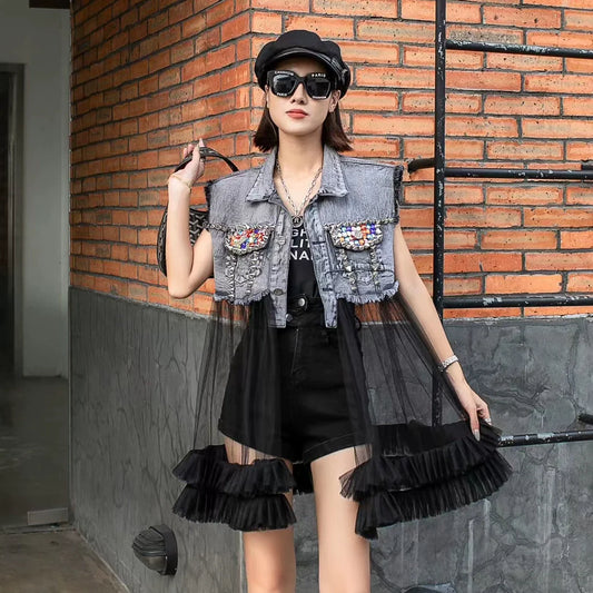 Fashion Brand Mesh Denim Design