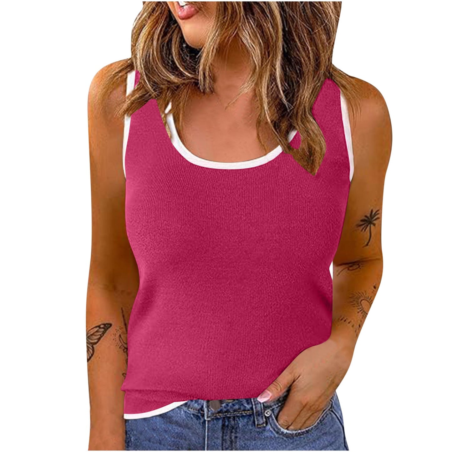 Stylish Sportswear U-neck Vest Casual Top