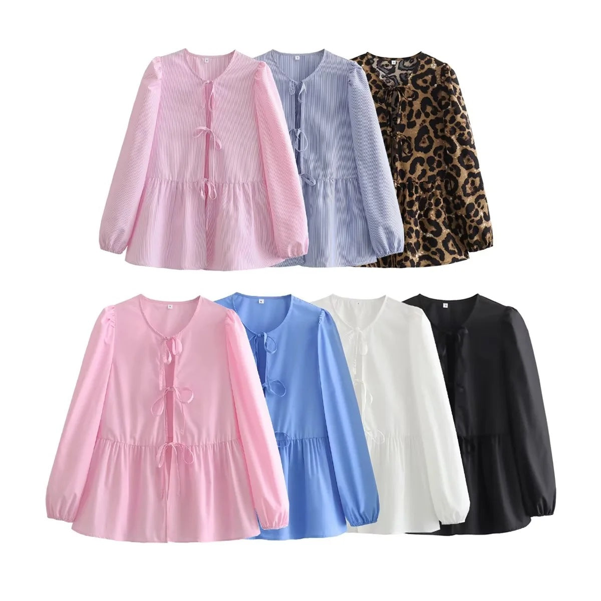 Bowknot Long Sleeve Shirt Top