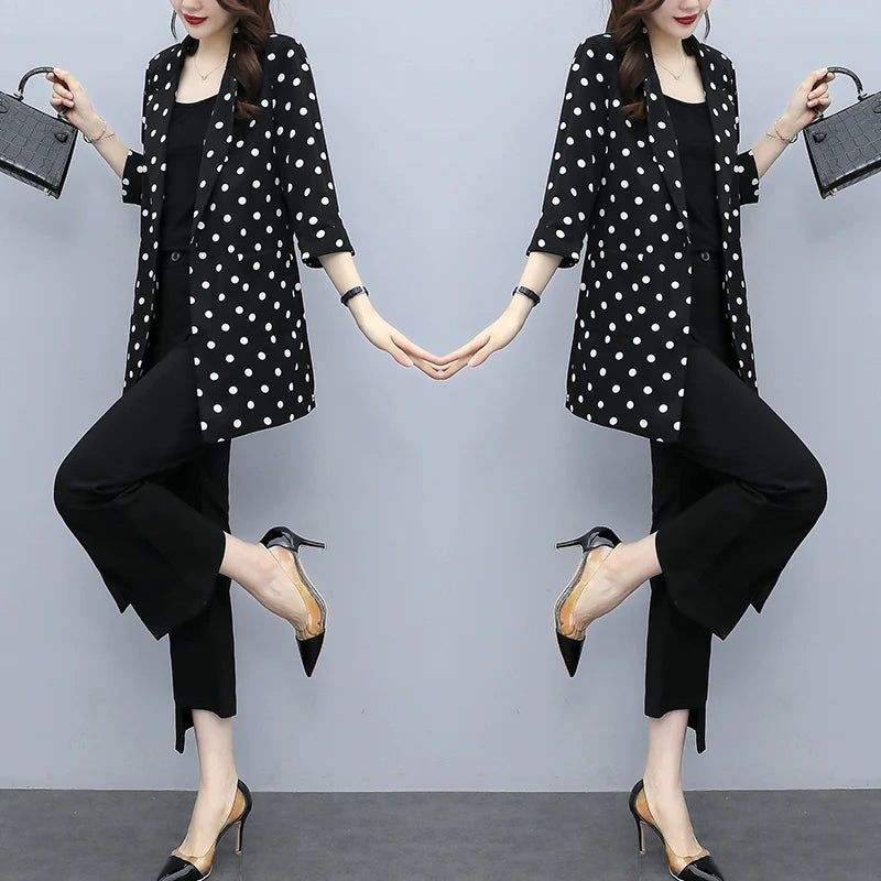 I Cherish You Polka Dot Longline Blazer Jacket