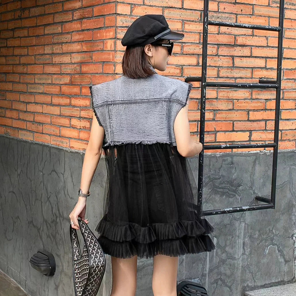 Fashion Brand Mesh Denim Design