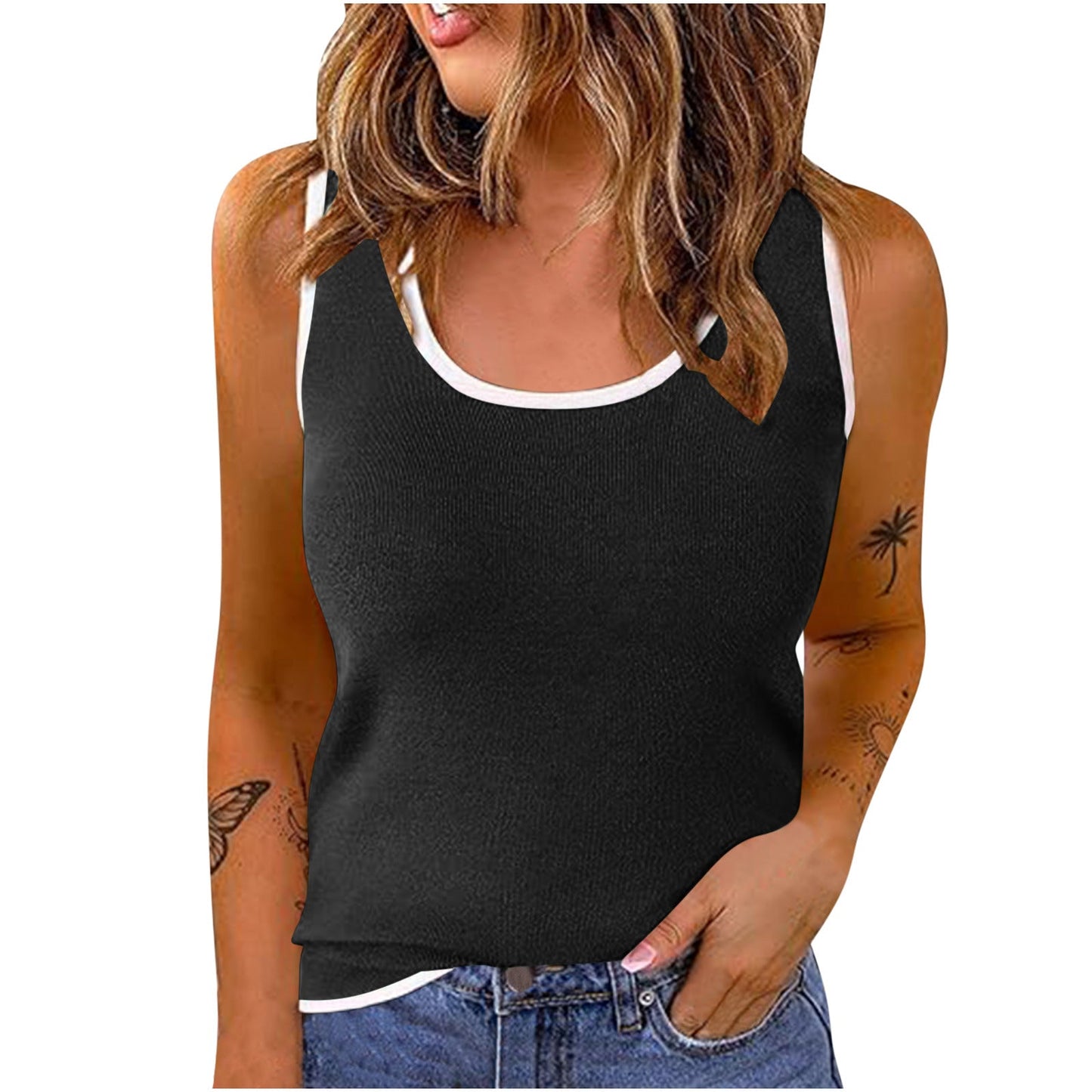 Stylish Sportswear U-neck Vest Casual Top