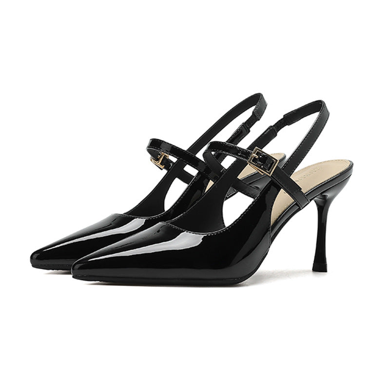French Style High Heels Pointed Toe Pump Sandals