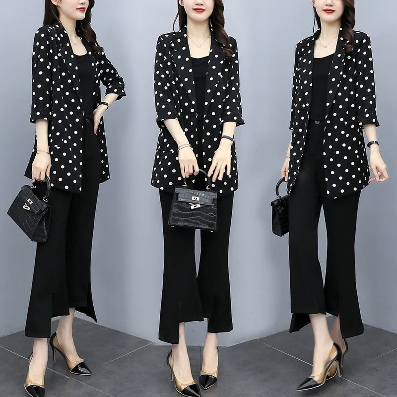I Cherish You Polka Dot Longline Blazer Jacket