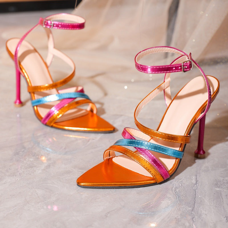 Candy Color Narrow Band High Heel Shoes