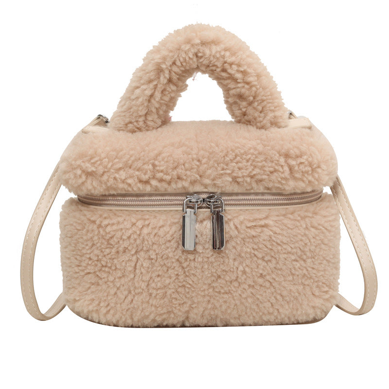 Faux Lamb Wool Plush Fleece Shoulder Handbag
