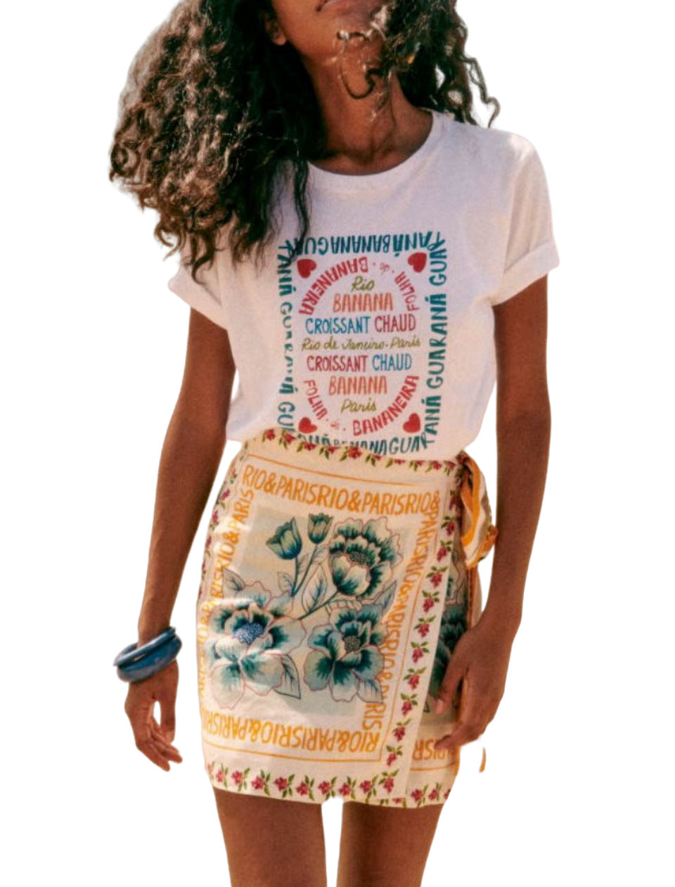 Vacay Mood On Printed Lace-up Beach Skirt