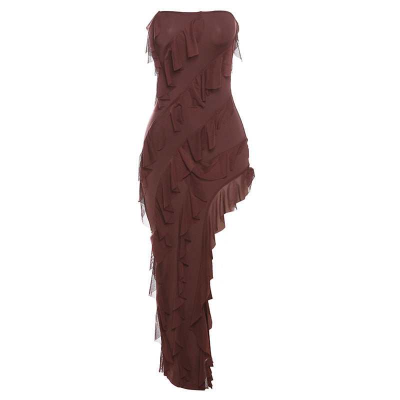 Party Time  Backless Split Tassel Tube Dress
