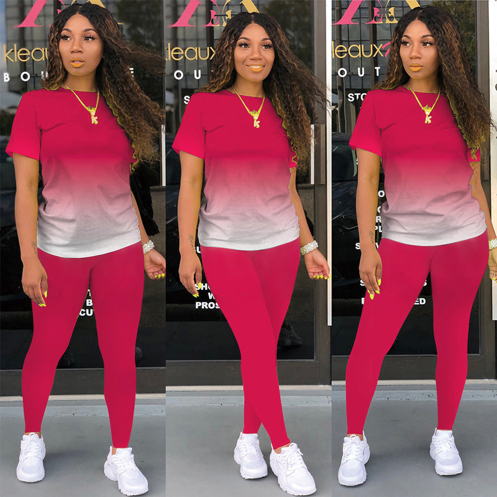 Gradient Two-piece Workout Leggings & Top