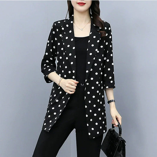 I Cherish You Polka Dot Longline Blazer Jacket
