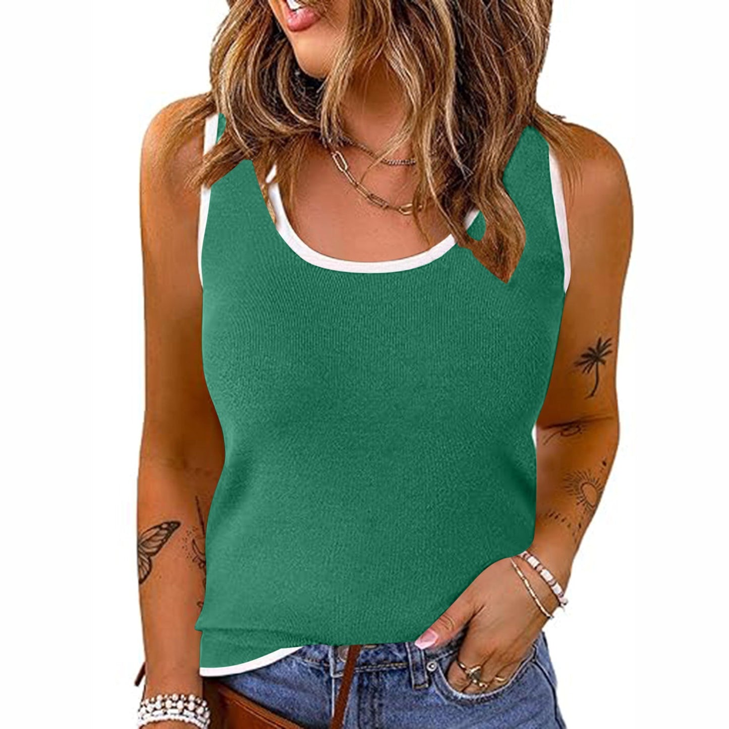 Stylish Sportswear U-neck Vest Casual Top