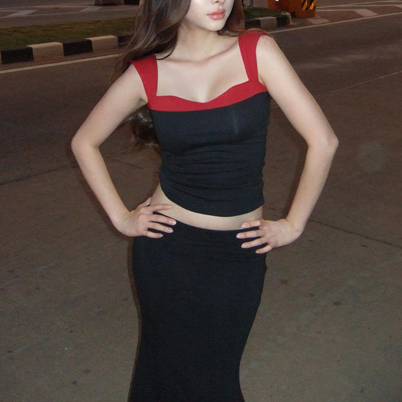 Svelte Style Slim-fit Color Contrast Sling Top