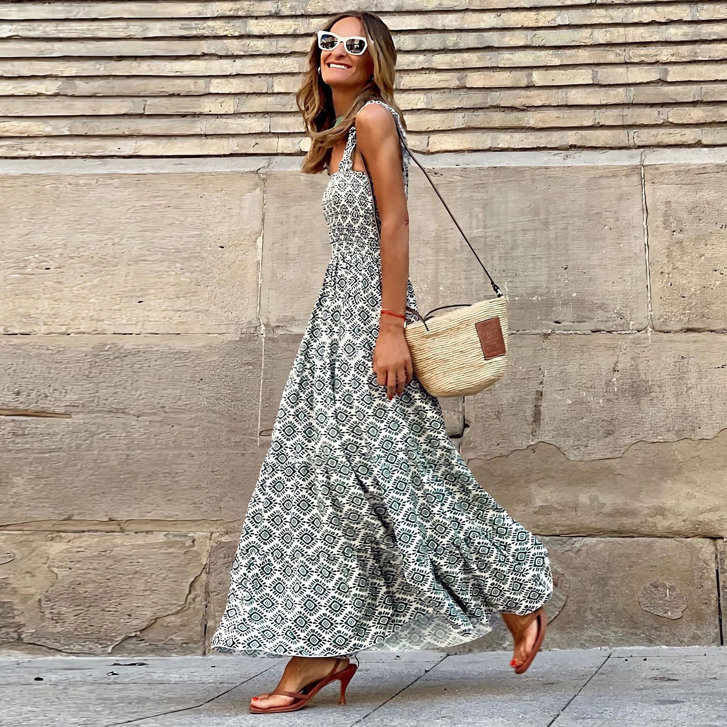 Summer Elegant French Floral Strap Dress