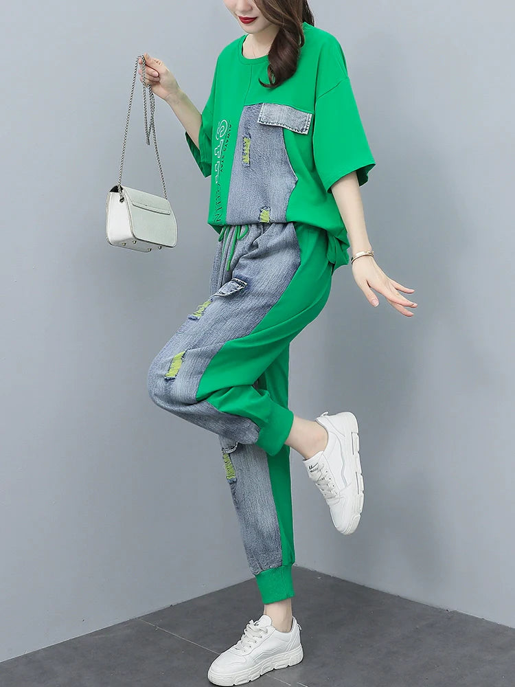 Summer Loose-Fit High-End 2 Piece Denim Set