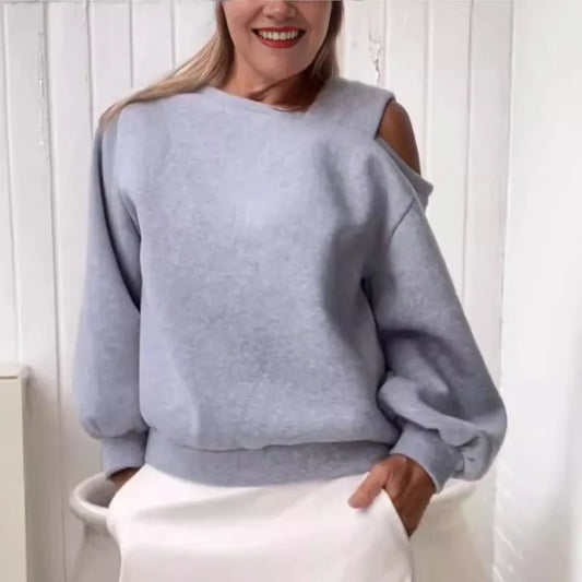 Chic Look Off-shoulder Top Pullover Blouse  with  Long-sleeved