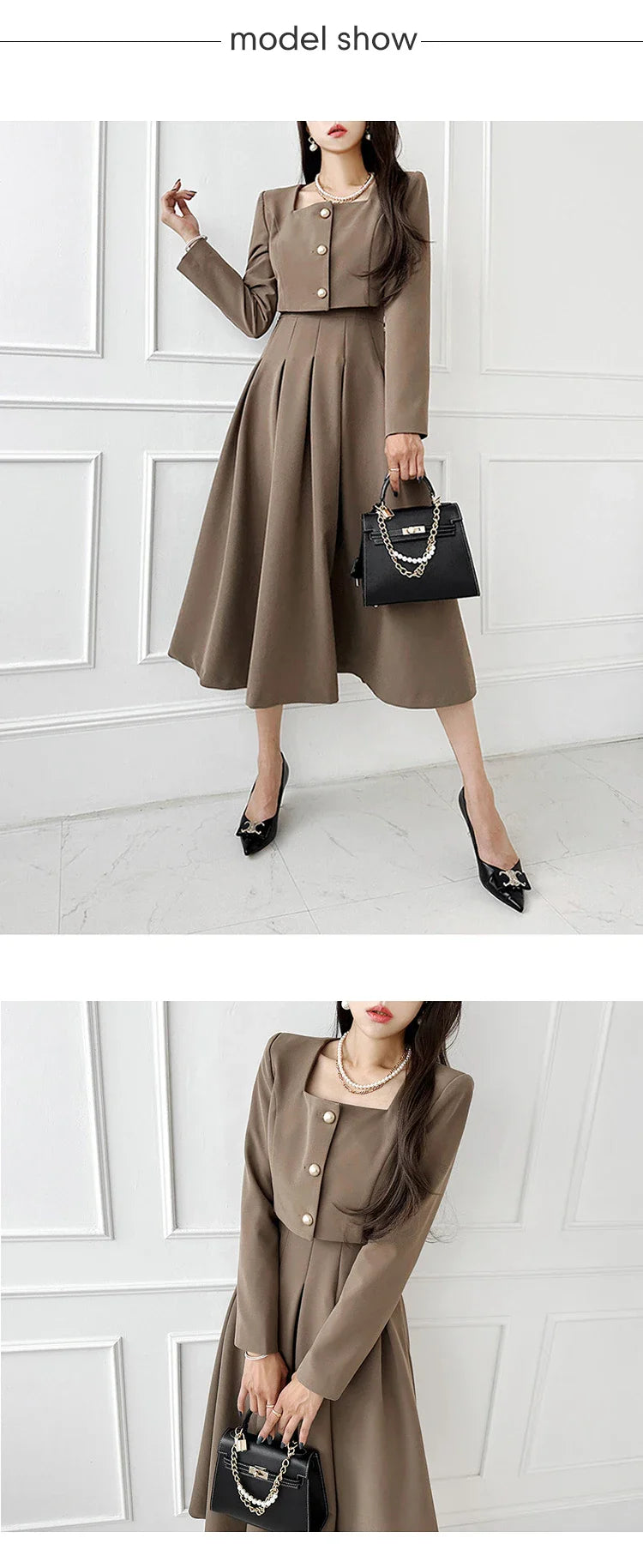 Perfectly Dressed Cropped Jacket and Maxi Skirt Two-Piece Matching Set