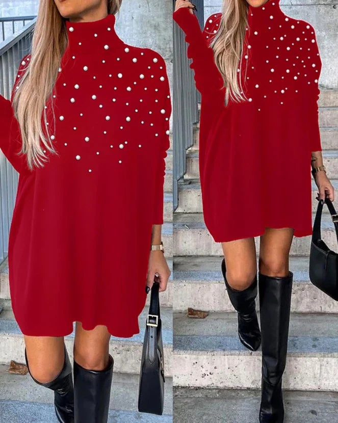 Sparkling Joy Pearl Embellished Mini Dress
